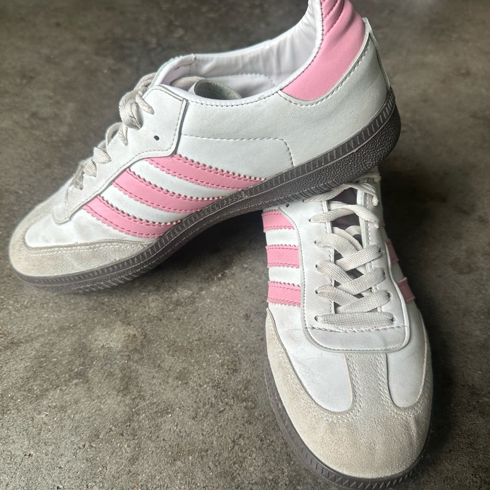 Women's Pink and White Sneakers